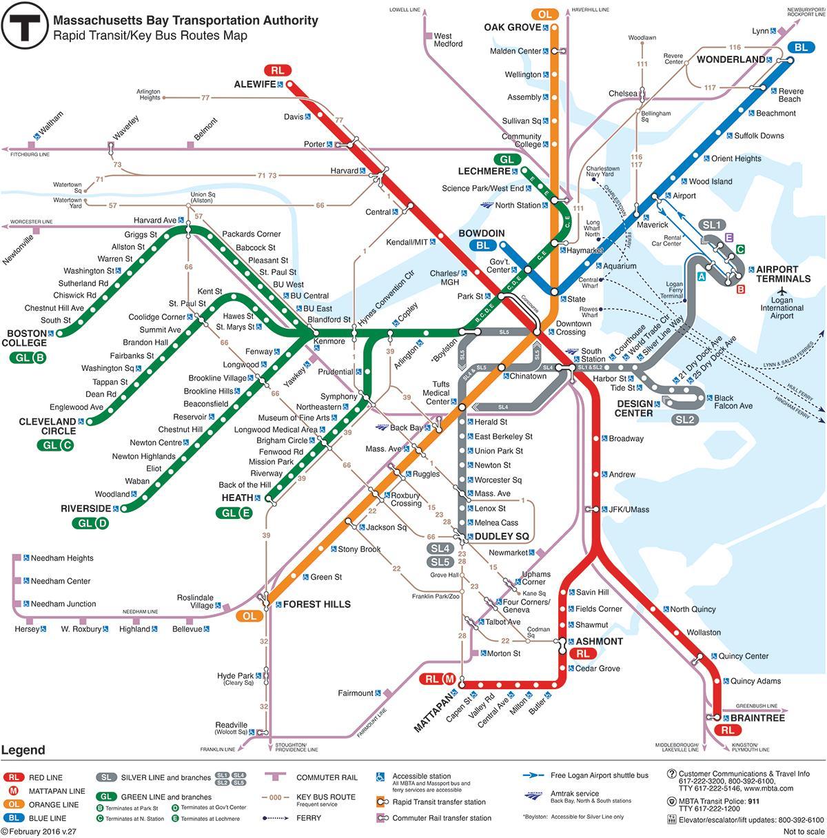 MBTA नक्शा लाल रेखा