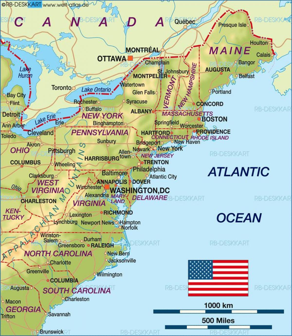 बोस्टन में अमेरिका के मानचित्र