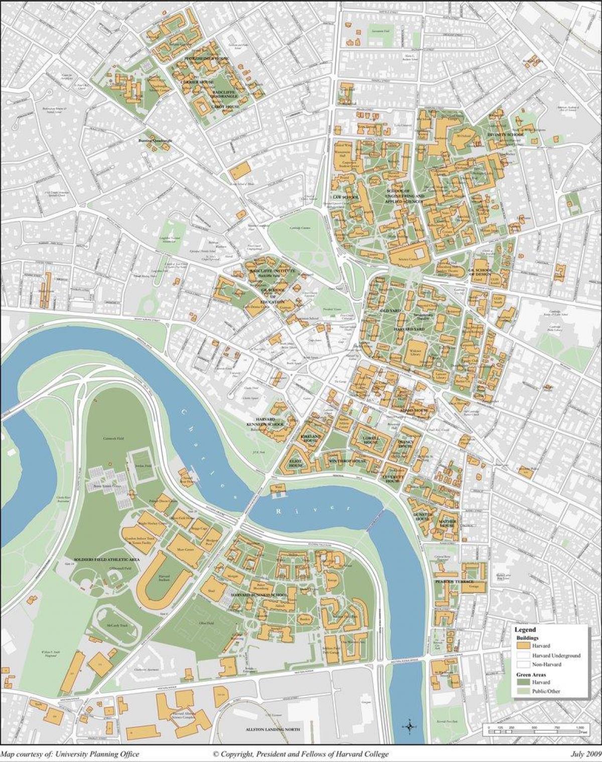 हार्वर्ड विश्वविद्यालय के एक कैम्पस का नक्शा