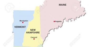 नक्शे के न्यू इंग्लैंड राज्यों