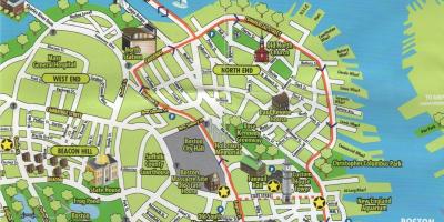बोस्टन का नक्शा पर्यटन स्थलों का भ्रमण