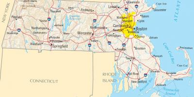 बोस्टन एक नक्शे पर
