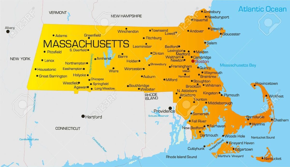 Massachuset नक्शा