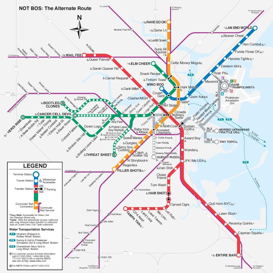MBTA टी नक्शा