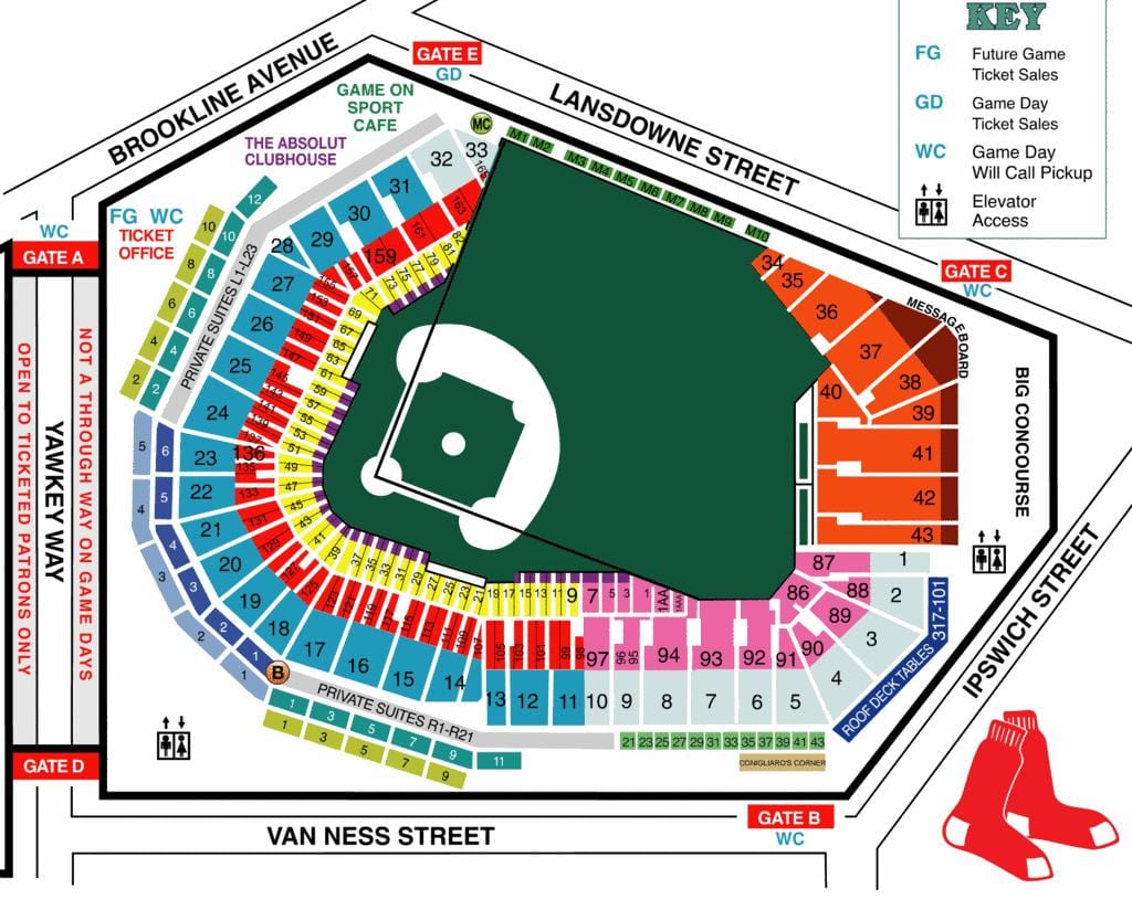 Fenway सीट नक्शे