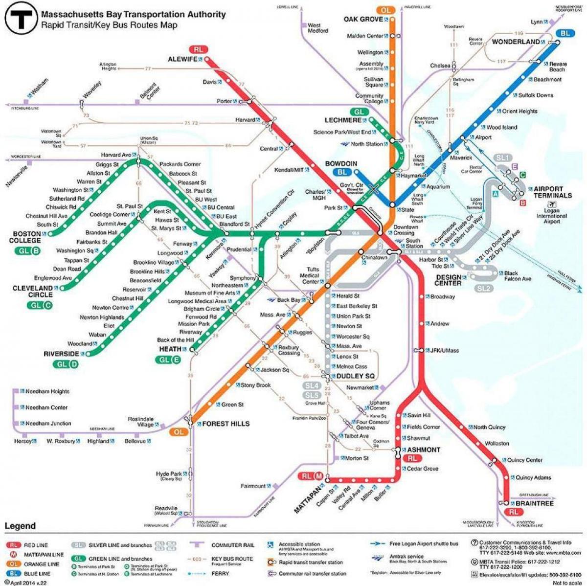 MBTA बोस्टन नक्शा