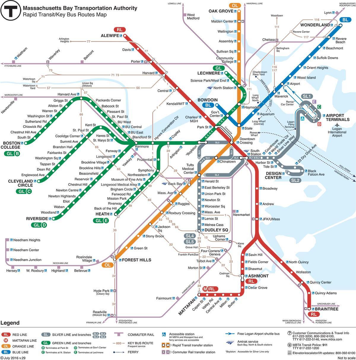 हरे रंग की लाइन का नक्शा बोस्टन