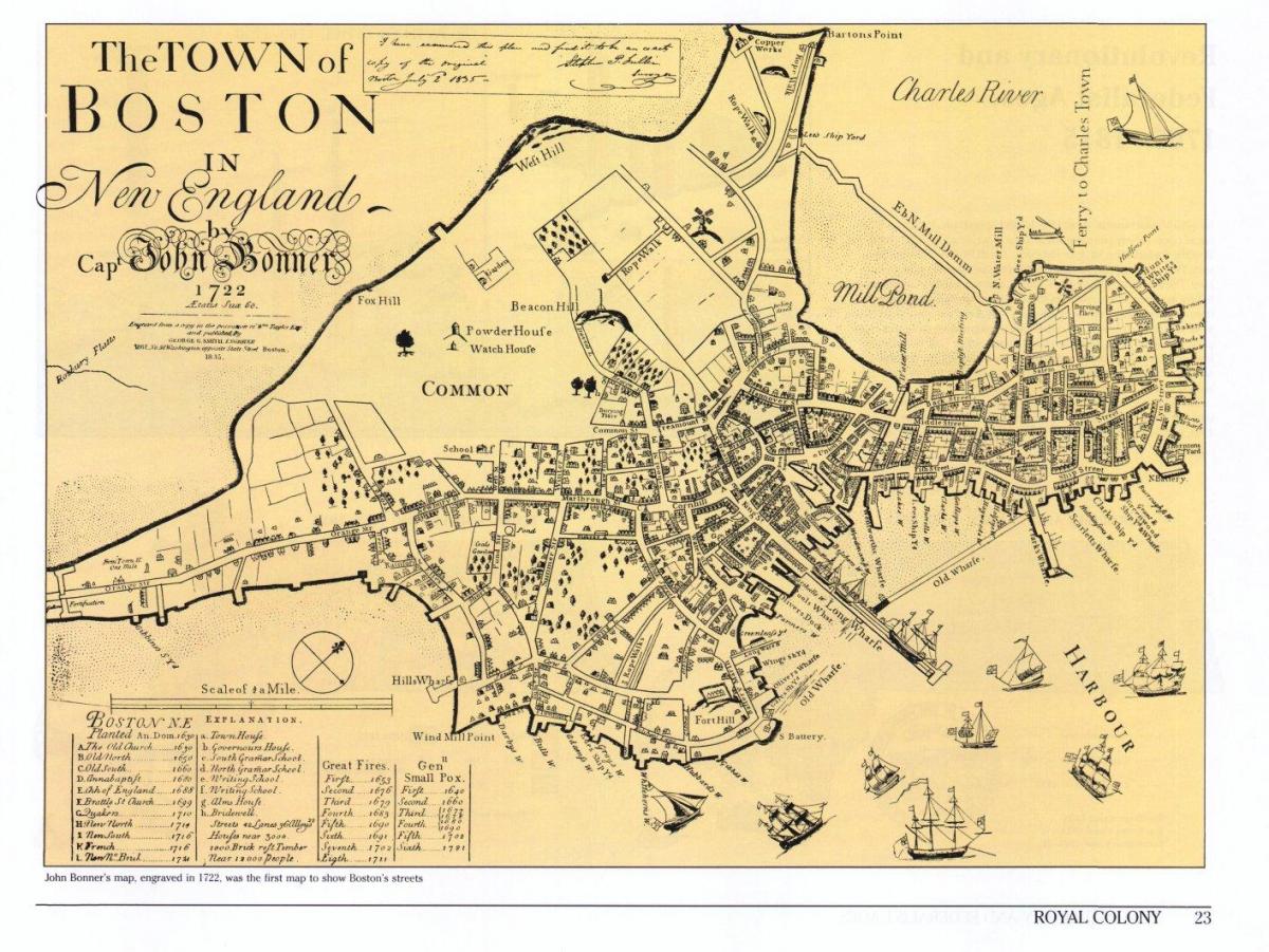 पुराने नक्शे के बोस्टन