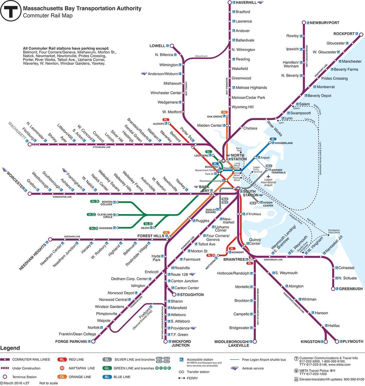 बोस्टन रेलवे स्टेशन का नक्शा