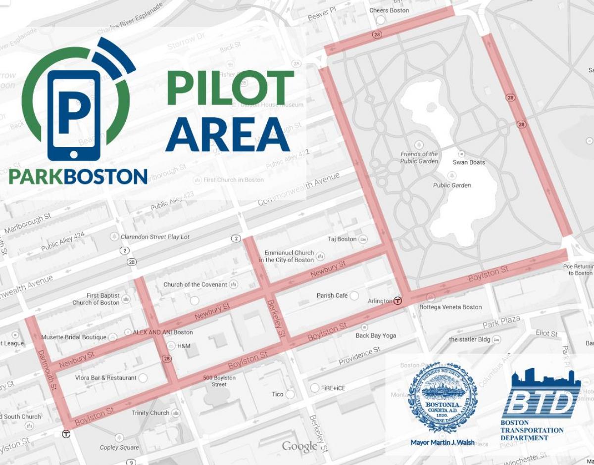 बोस्टन पार्किंग मीटर का नक्शा