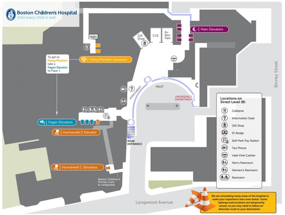 बच्चों के अस्पताल के बोस्टन नक्शा