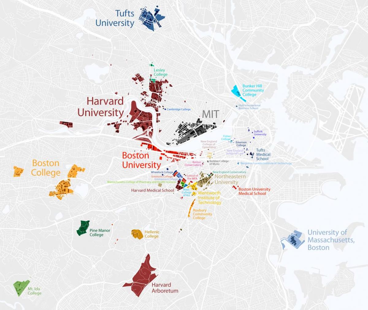 नक्शे के बोस्टन विश्वविद्यालय
