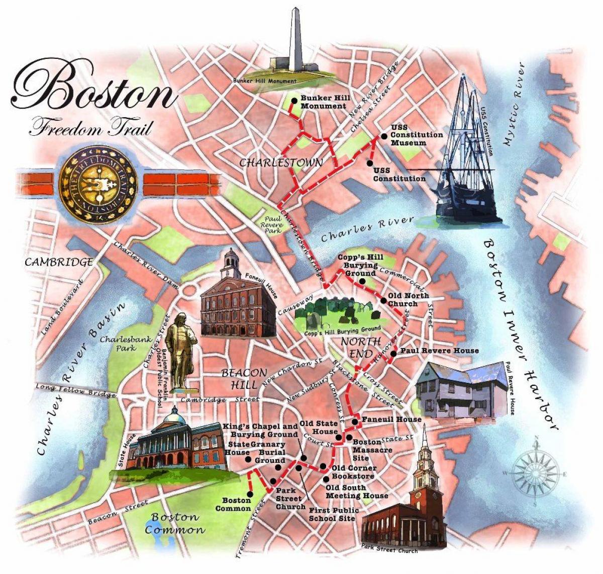 स्वतंत्रता ट्रेल नक्शा बोस्टन