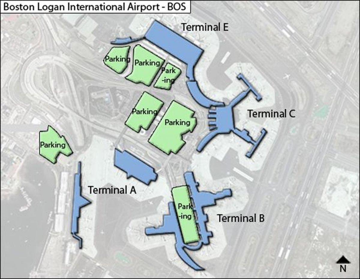 नक्शा बोस्टन के लोगान हवाई अड्डे