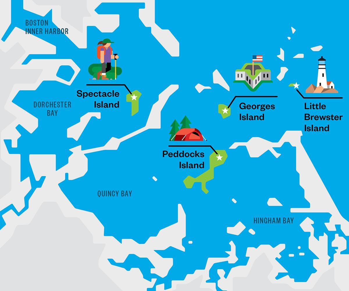 नक्शे के बोस्टन harbor द्वीप समूह