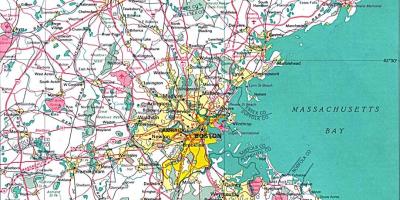 मानचित्र के अधिक से अधिक बोस्टन क्षेत्र