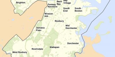 बोस्टन का नक्शा और आसपास के क्षेत्र