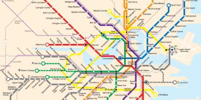 बोस्टन सार्वजनिक परिवहन का नक्शा